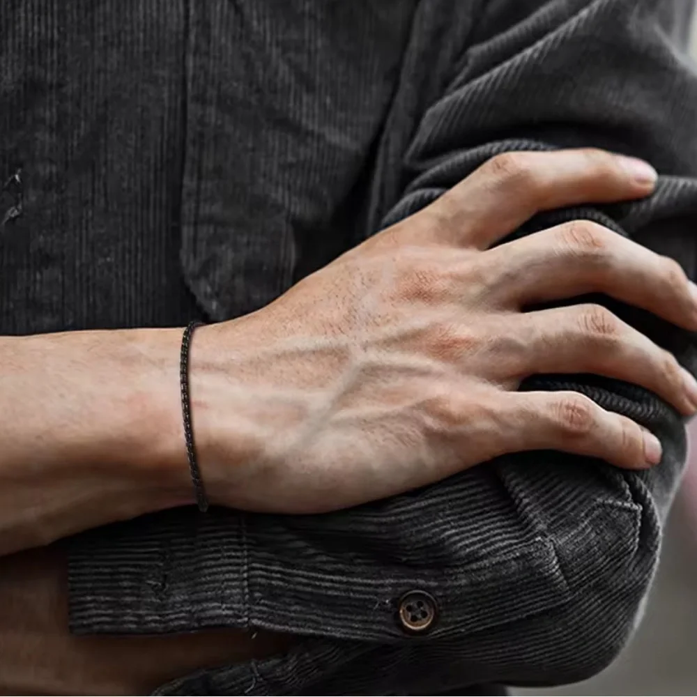 Minimalist Black Franco‎ Snake Chain Jewelry Bracelet, 7-9”